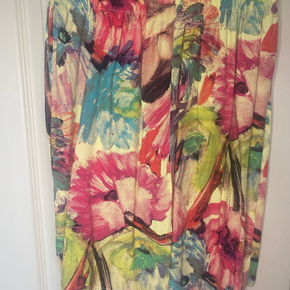 L. Bates Abstract Floral Wrap Skirt Size M Rayon Summer - Picture 6 of 8
